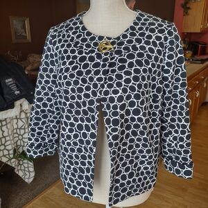 Charter Club Navy and White Circle Blazer